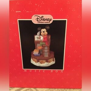 NIB Disney Schmid Mickey Mouse Christmas Carol music box figurine.